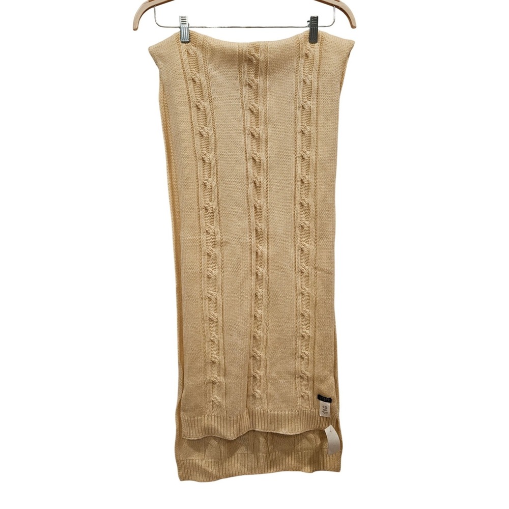 J. Crew Cable Knit Wool Blend Scarf Cream One Size NWT - Picture 3 of 3